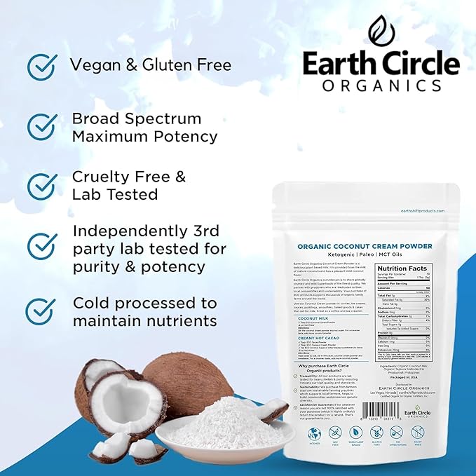 Organic Coconut Milk Powder | Vegan Keto Coconut Creamer, Dairy-Free, Gluten-Free, No Added Sugar, High in MCTs, Antioxidants, & Iron | For Smoothies, Baking, & Cooking (1 Pound, Pack of 1)