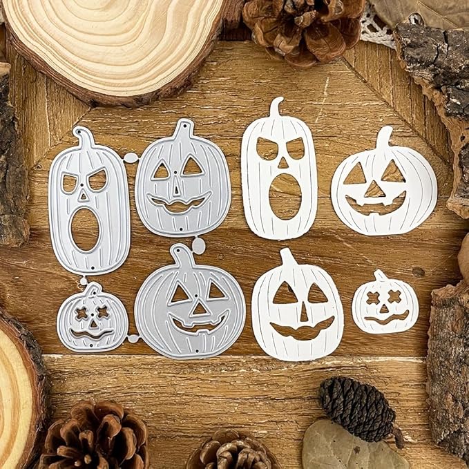 Lapoo Festivals Metal Cutting Die for Scrapbooking - Durable, Cut Stencils for DIY Scrapbook Photo Album Decorative Paper Card, Card Making Supplies (4-Piece Halloween Pumpkin Set 2.9 x 3.6 in)