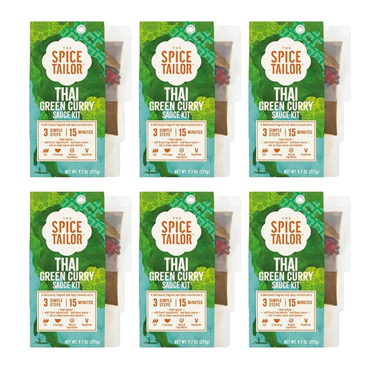 Spice Tailor 3 Simple Steps Restaurant Quality Meals in Minutes Kits Ready in 10 Minutes (6 Pack, Thai Green Curry)