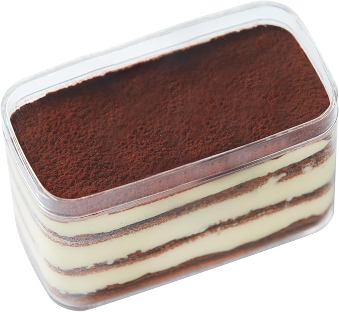 Plastic Rectangle Dessert Cups Boxes with Lids,Plastic clear packaging for baked,Cookie Tiramisu Containers for Fruit,Pudding,Mousse,Parfait Cups With Lids(8, Rect 4.6 * 2.4 * 2.7 IN-Boxes)