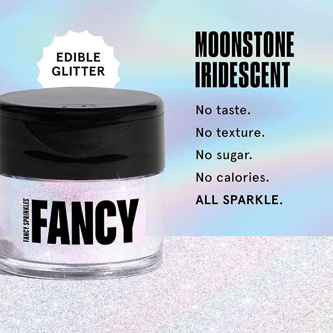 Fancy Sprinkles Moonstone Iridescent Edible Glitter Set, 100% Edible Glitter for Sparkling Food & Drinks, No Taste or Texture, (3 jars Of Moonstone Iridescent, 4gm each)