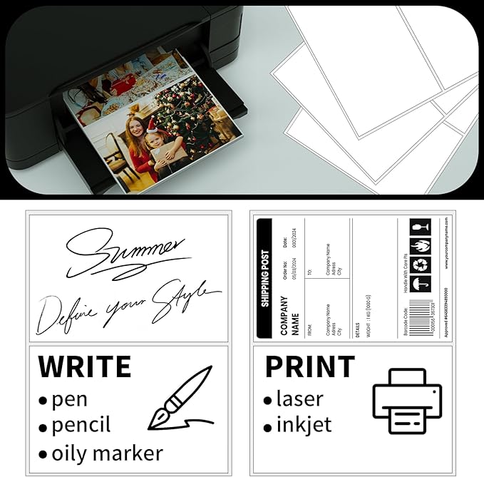 Half Sheet Shipping Labels,Self Adhesive Mailing Labels for Laser & Inkjet Printers,White 8.5x5.5 Half Page Label,2000 Sheets