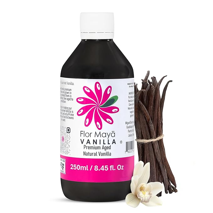 Flor Maya Premium Aged Natural Vanilla Extract - Extract from Prime Vanilla Beans - Handcrafted - Gourmet Baking & Cooking - Gluten-Free, No Coumarin, 8.45 Fl Oz (250 ml)