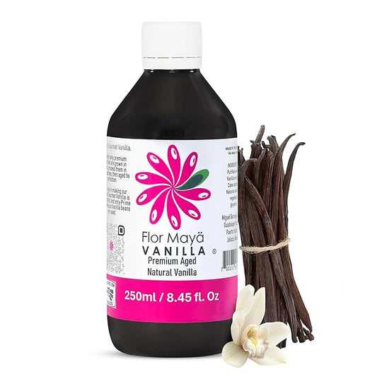 Flor Maya Premium Aged Natural Vanilla Extract - Extract from Prime Vanilla Beans - Handcrafted - Gourmet Baking & Cooking - Gluten-Free, No Coumarin, 8.45 Fl Oz (250 ml)