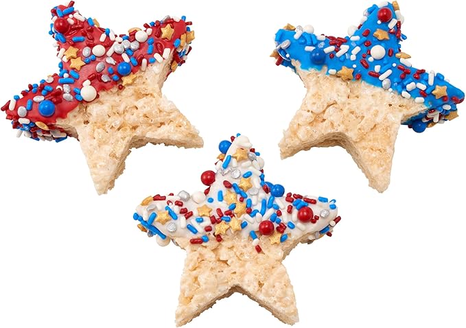 DECOPAC Firecracker Deluxe Fusion Mix, 26oz, Fancy Patriotic Candy Sprinkles in Handheld Container, Edible Sprinkles For Celebration Cakes, Cupcakes, Cookies and Donuts, Red, White, and Blue