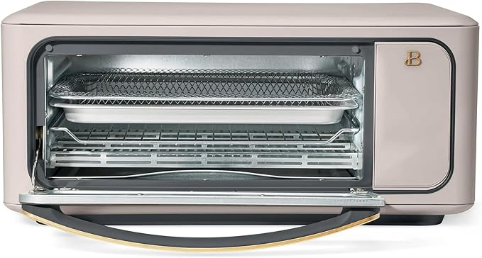 Beautiful Infrared Air Fryer Toaster Oven Kit – Special Edition Multi‑Function Countertop Oven with 10 Presets, Fast Heating & Accessories by Drew Barrymore (Porcini)