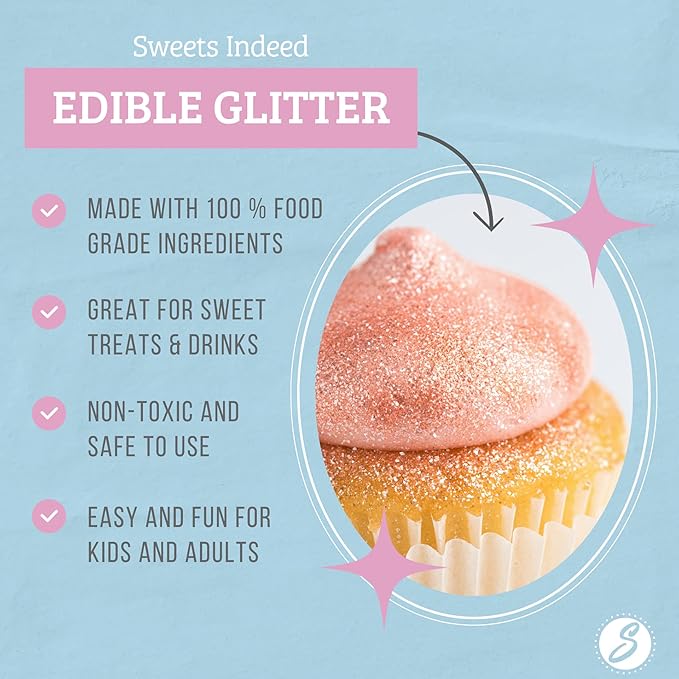 Sweets Indeed, Edible Glitter, Perfect for Drinks, Cocktails, Beverages & Cake Decorating, Dessert Cake Topper, Gift, 4 grams (Purple Edible Glitter)
