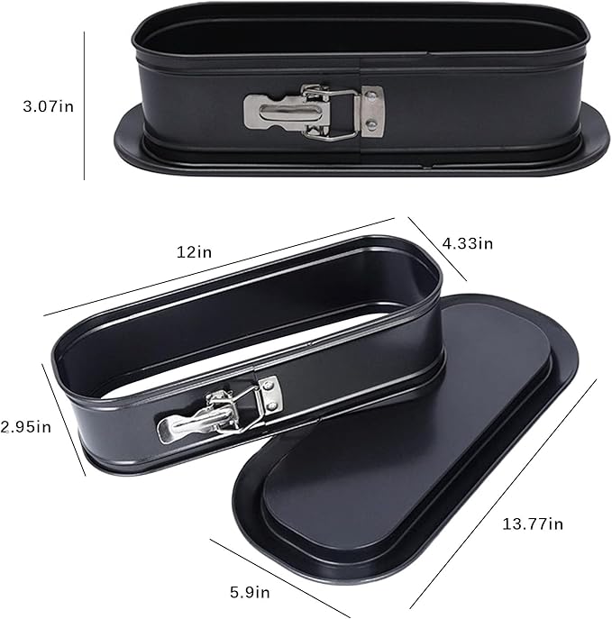 Square Springform Cake Baking Pans: Non-stick Cheesecake/Tiramisu Pan with Removable Bottom, Quick Release Latch Bakeware Leakproof Bread Loaf Pan, 12.4" x 4.92" x 3.35"