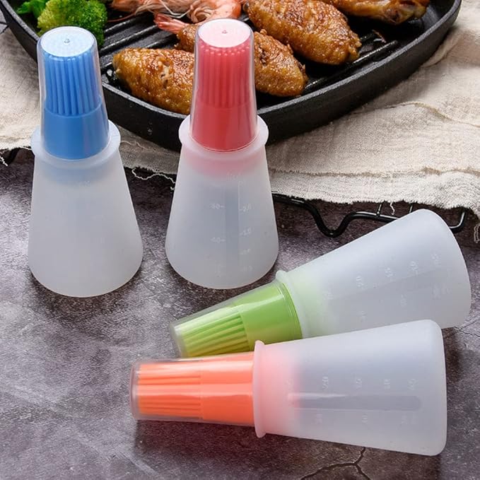 Silicone Oil bottle brush，BBQ/Pastry Basting Brushes,Silicone Cooking Grill Barbecue Baking Pastry Oil/Honey/Sauce Bottle Brush (4 PCS,red)