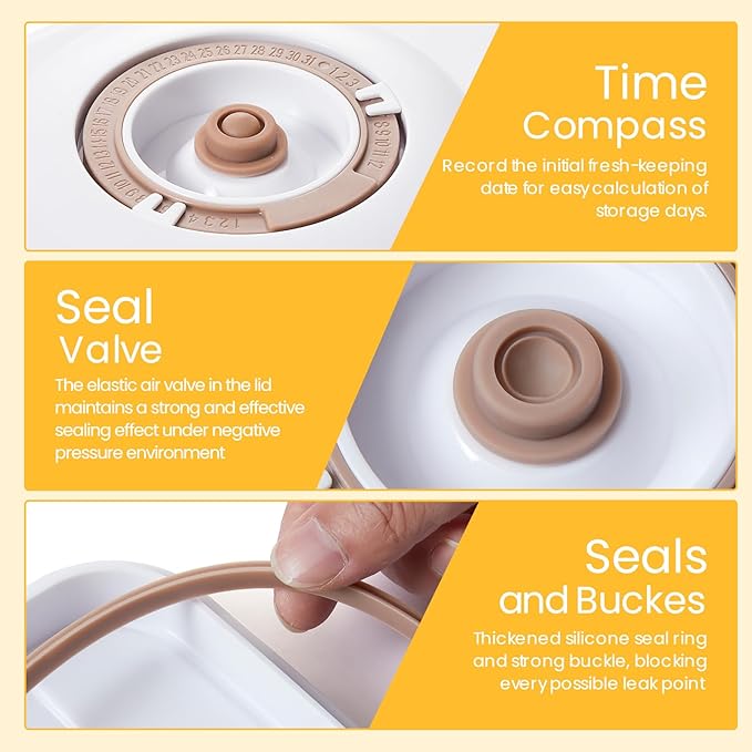 3-Pack Vacuum Seal Containers, Airtight Food Storage with Pump & Strainer | Leakproof, BPA-Free for Meal Prep, Leftovers, Marinating - Keep Fresh Longer