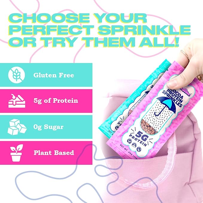 Sprinkle Bites - Light Blue Sprinkles - 5 Pack - Veggie Protein - Natural Cookie Decorating - Plant Protein Snacks - Cookie Decorating Supplies Sprinkles