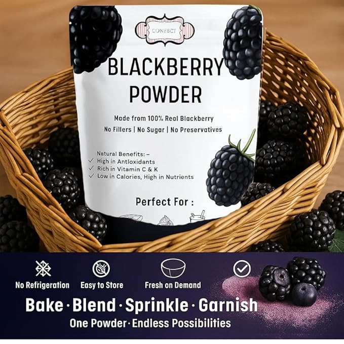 Confect Blackberry Powder | Pure & Natural Fruit Powder for Smoothies, Baking, Beverages, Juices, Tea & DIY Recipes | Vegan, Gluten-Free, No Added Sugar – 3.5 OZ