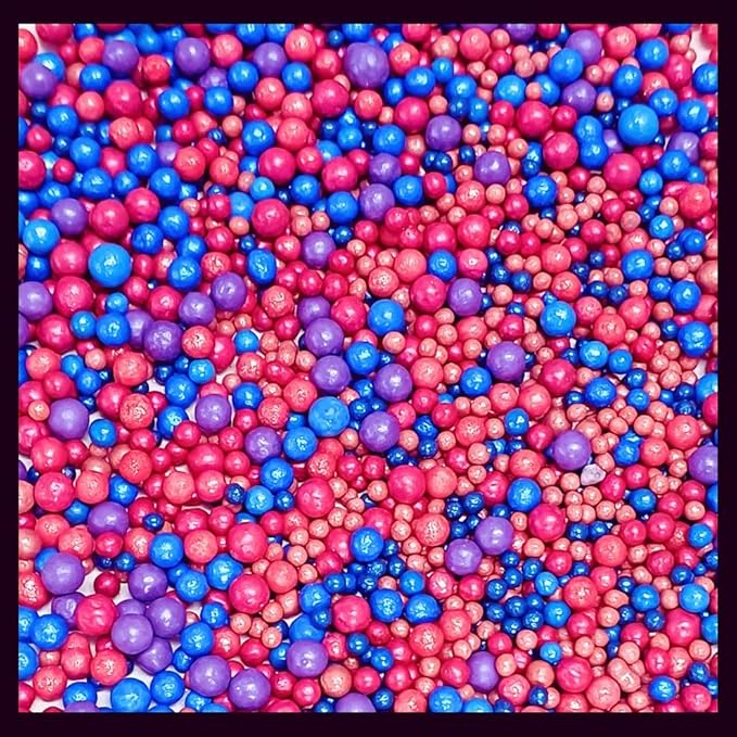 Confect Love Disco Balls Sprinkle Mix – Pink, Blue & Purple Pearl Candy Balls for Cake Decorating, Cupcakes, Cookies & Desserts – Edible Sprinkles Topping | Vegan, Gluten-Free, Nut-Free, Soy-Free, Dairy-Free, Palm Oil-Free- 4.2 Oz