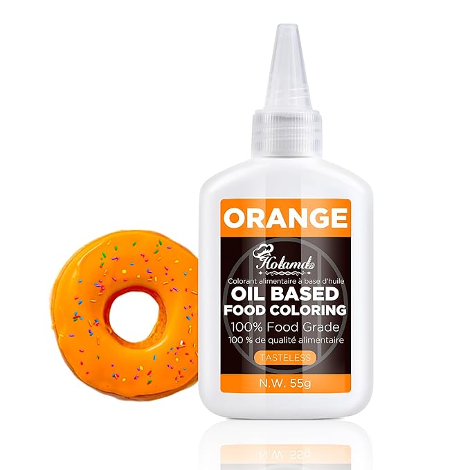 Oil Based Food Coloring Set, Orange Oil Based Food Coloring for Chocolate, Food Grade Food Color Dye for Candy Melts, Baking, Icing, Frosting and Cake Decorating, Flavorless Vibrant - 55g/Bottle