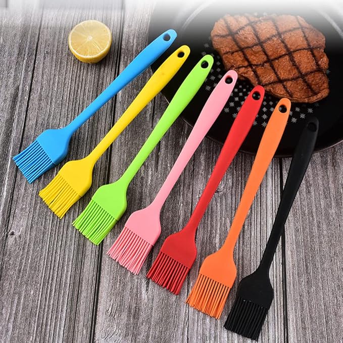 Silicone brush, Oil Brush for BBQ Kitchen Cooking Baking and Grilling (7 PCS,yellow)