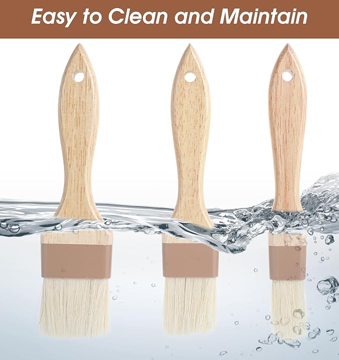 3Pcs Basting Brush for Cooking, Pastry Brush for Baking, Kitchen Baking Grilling Tools for Marinade Butter (Large, Medium, and Small Size)