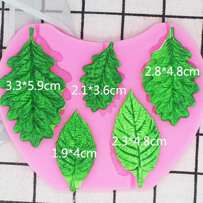 Leaf Silicone Mold Rose Flower Fondant Molds DIY Cake Decorating Tools Sugarcraft Candy Resin Clay Chocolate Gumpaste Moulds (4.2 x 3.28 x 0.24 inches)