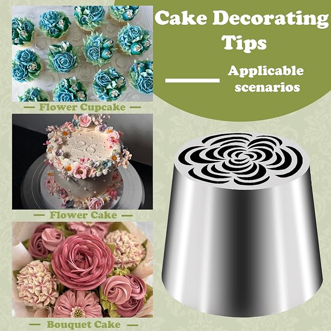 FANTEXY Extra-Large Russian Piping Tips Set,Russian Flower Piping Tips for Cake Decorating,Large Flower Piping Tip,Floral Piping Tips Set for Frosting Tips,Icing Rose Flowers for Cake Decorating,SL57