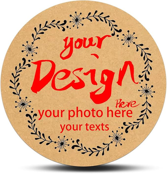 Custom Lable Stickers Round Kraft Paper Stickers, Customized Jars Labels Bakery Package Label with Floral Wreath Personalized with Texts, Logo, Thank You Labels for Business 100pcs (Style 3)