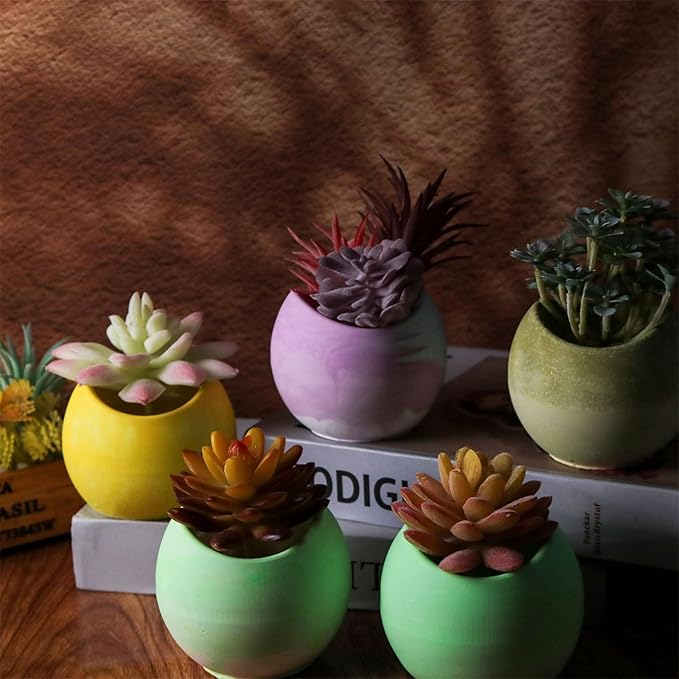Geometric Flower Pot Silicone Mold Succulent Planter Vase Cactus Concrete Mold Epoxy Resin Candle Pen Holder Plaster Cement Clay Mould (Arc Shape)