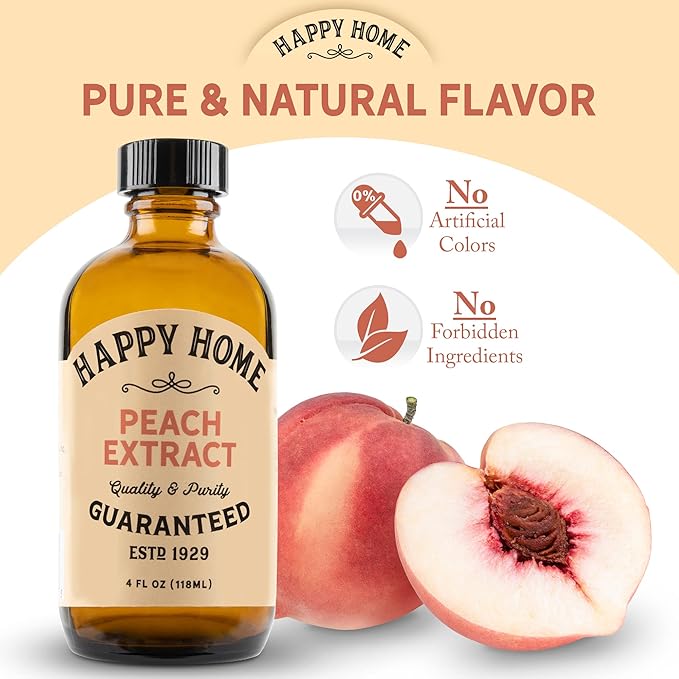 Happy Home Premium Natural Peach Flavor - Certified Kosher, 4 oz. (Pack of 2)