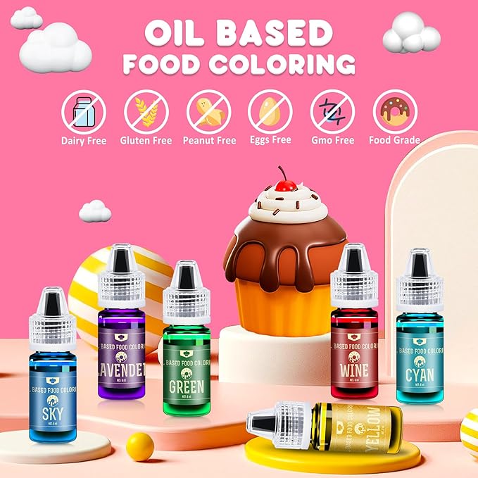 Oil Based Food Coloring for Chocolate - 88ml Vivid Fat Soluble Food Coloring for Candy Melts, Baking, Cake, Cookie - Liquid Tasteless Food Colour Dye for Butter, DIY Fondant and Macaron (Gold)