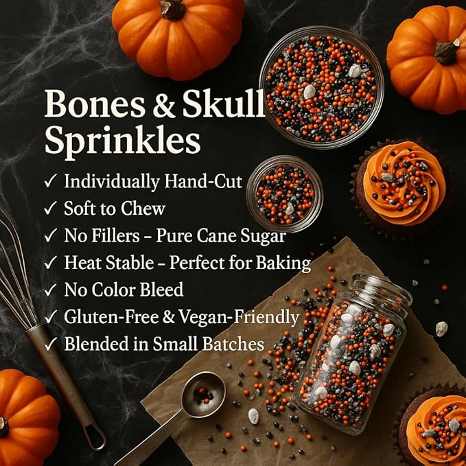 Confect Halloween Edible Sprinkles Bottle | Spooky Cake Decorations for Halloween Cupcakes, Cookies, Treats | Festive Sprinkle Mix for Baking – Witch, Ghost, Pumpkin Shapes – 4.2 Oz (HLWNBOX-BT-12)