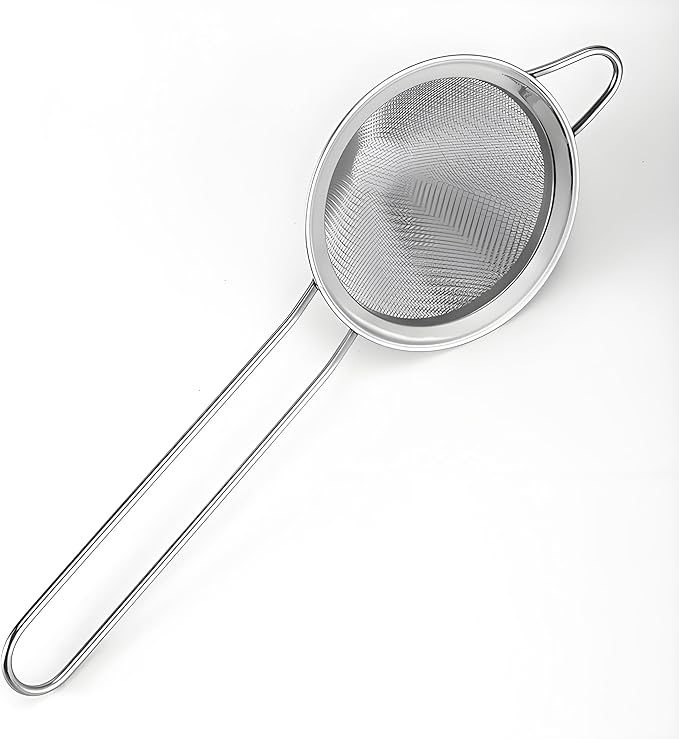 3-Piece Stainless Steel Fine Mesh Strainer Set - Conical Tea & Cocktail Filter for Loose Leaf, Food, Bar Use - Ergonomic Durable Kitchen Colander Tool