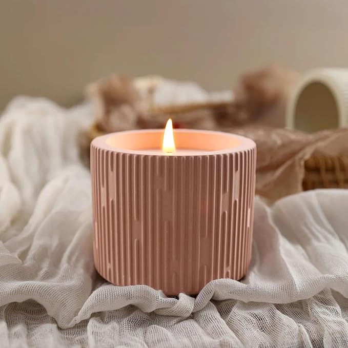 Simplicity Candle Jar Silicone Mold Stripe Round Plaster Flower Pot Silicone Mold Succulent Planter Vase Concrete Mold Epoxy Resin Cement Clay Mould