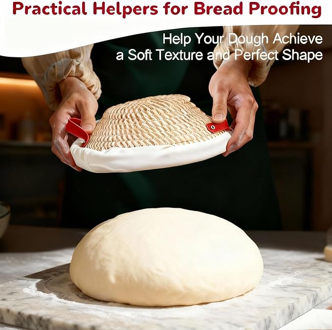 Banneton Bread Proofing Basket Set, Round & Oval Sourdough Proofing Baskets with Liners, Covers & Silicone Bread Mats, Sourdough banneton basket for Sourdough Baking Supplies