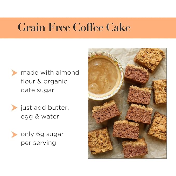 Stellar Eats Grain-Free Coffee Cake Baking Mix | Gluten-Free, Dairy-Free, Plant-Based, Paleo-Friendly, Naturally Sweetened with Date Sugar, Certified Kosher | Almond Flour-Based | 2 Pack