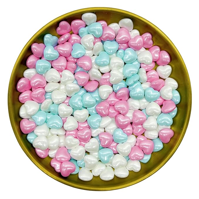 Dynastang Colourful Heart Sprinkles Edible Heart Cake Decorating Heart Cake Decorations Cupcake Toppers Cookie Decorating Perfect for Cakes, Cupcakes, Desserts Toppings 3OZ