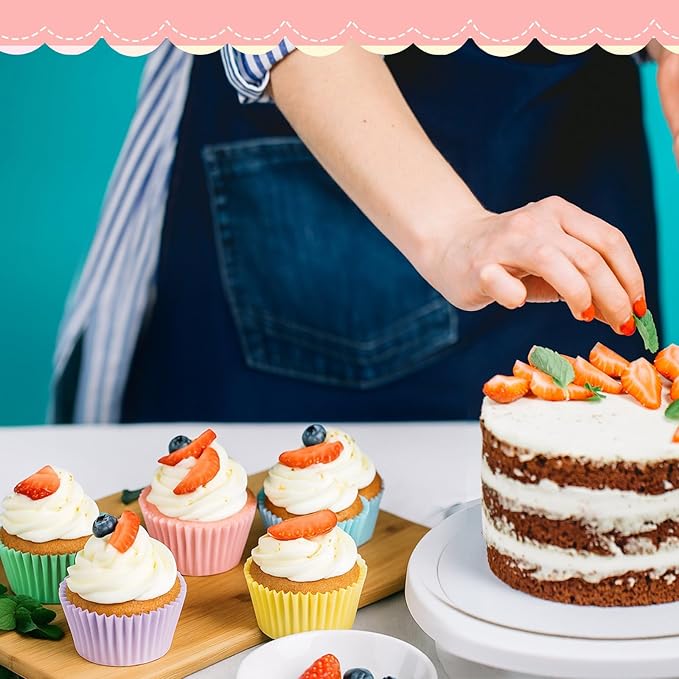 LemonRoad 300pcs Coated Paper Cupcake Liners for Baking Colorful Greaseproof Baking Cup for Muffin Dessert Candy Biscuit Cookies Brownie Wedding Birthday Party Baby Shower(Colorful,Round)