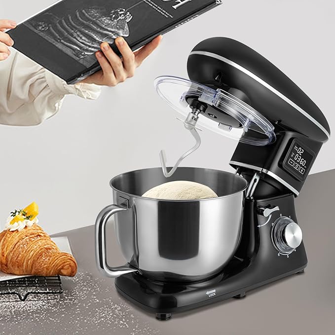 Stand Mixer, 6.5Qt 6+P Speed Household Stand Mixers Tilt-Head Food Mixer 1350W Kitchen Electric Mixer with Head-up Power Failure and Overheating Protection