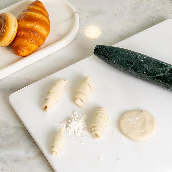 Natural Marble French Rolling Pin,12 inch Kitchen Baking Tool for Baking with Non-Stick Surface, Ideal as a Dough Roller for Pasta, Dumpling, Fondant, Pie, Bread, and Pizza