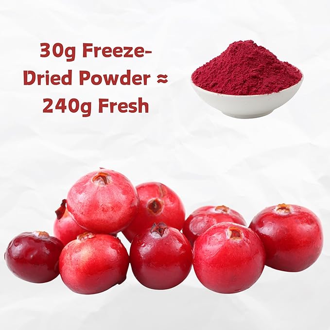 NAT FLAV Freeze Dried Cranberry Powder – 100% Natural, No Added Sugar, No Additives | 7oz | Vibrant Superfood for Smoothies, Baking & Natural Coloring