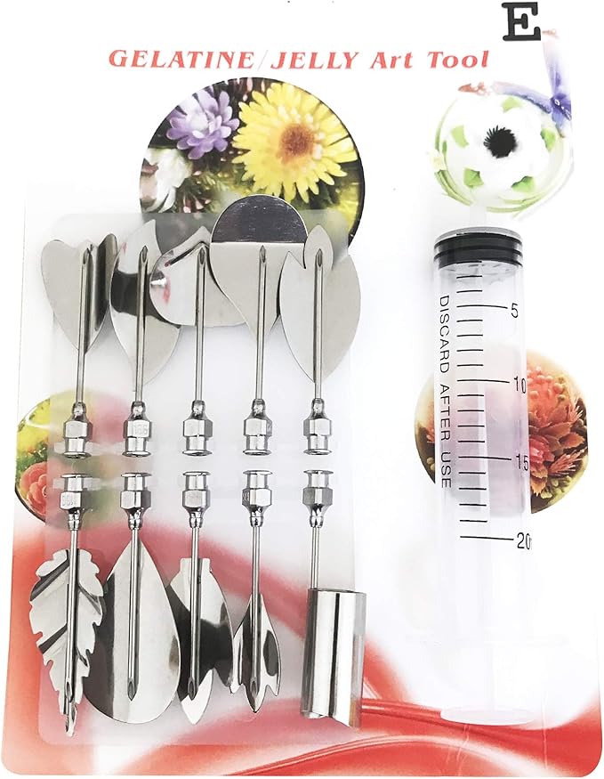Woohome Art Cake Tools, 3D Gelatin Jelly Tools Includes 60 PCS Gelatin Tools and Making Pudding Pastry Nozzles for Cake Decoration, Jelly Cake making, (Style: ABCDEF)