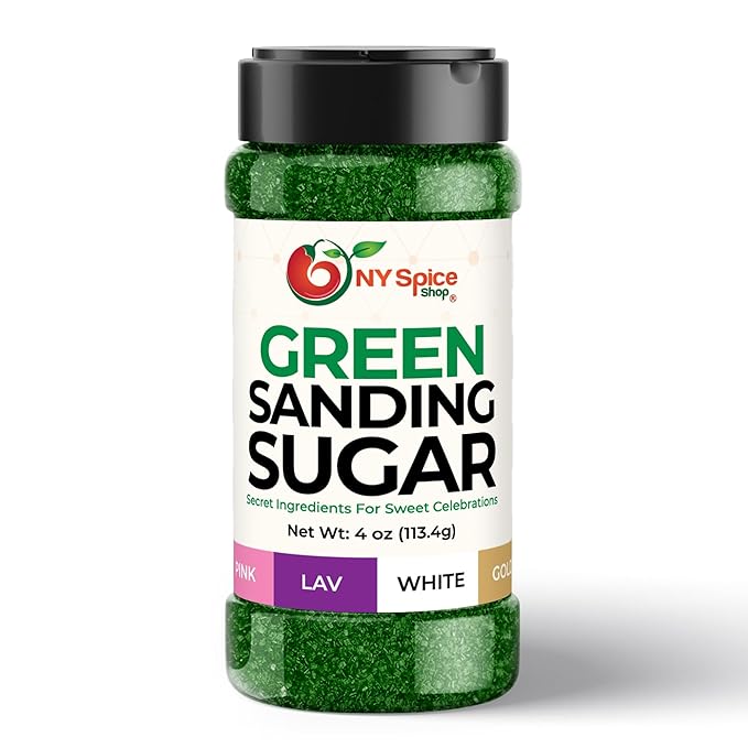 NY Spice Shop Christmas Green Sanding Sugar - 4 Ounce Edible Holiday Sprinkles for Cake Decorating, Cupcakes & Cookies - Festive Baking Decorations for Christmas Desserts, Candy Dishes & Gift Treats