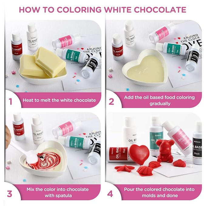 Oil Based Food Coloring for Chocolate - 30 Milliliters Upgraded Pink Oil Food Color for Baking Cake Decorating, Edible Food Dye for Candy Melts Cookies Easter Egg Icing Fondant Meringues
