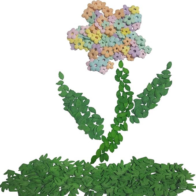 Edible Sugar Colorful Flowers Sprinkles Green Leaf Cake Cupcake Toppers Cookie Decorations Green Grass Sweet Dessert Sprinkle for Cake Decorating, 3.4 oz
