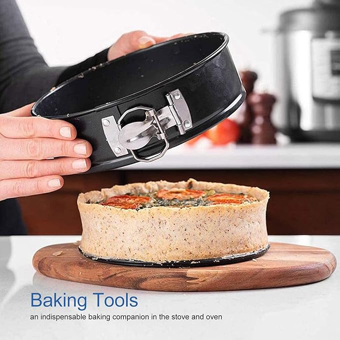 Topyond 3Pcs Cake Pan Set Non Stick Round Springform Baking Tools,Easy Release, Removable Bottom,Stainless Steel Spring Clasp for Cheesecake Pizza Bread(20/22/24)