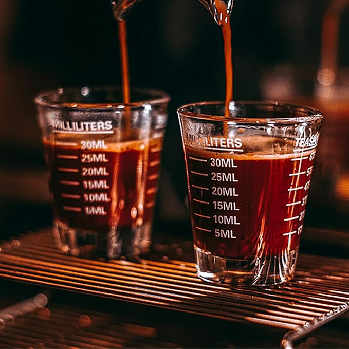 Shot Glasses Measuring cup Espresso Shot Glass Liquid Heavy Wine 2 Pack 26-Incremental Measurement 1oz, 6 Tsp, 2 Tbs, 30ml By BCnmviku (2pack-White)