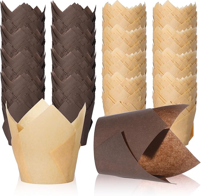 600 Pcs Tulip Cupcake Liners Baking Cups Muffin Baking Cupcake Liners Wrappers Greaseproof Tulip Cups Holders for Party Wedding Birthday Baby Showers (Simple Style)