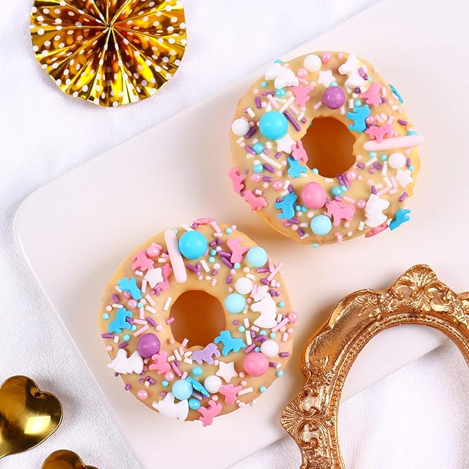 Edible Sprinkles for Cake Decorating Blue Pink Purple Unicorn Sprinkles Cake Topper Cookie Pearl Sugar Sprinkles for Cupcakes Candy Cream Decorations Jimmies Nonpareils 4.23 Ounce for Wedding Birthday Party Celebrations