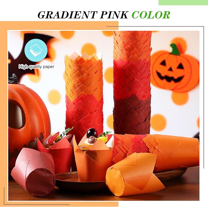 500 Pcs Fall Tulip Cupcake Liners Thanksgiving Muffin Baking Liners Holders Grease Proof Cake Liner Cupcake Wrappers for Autumn Thanksgiving Birthday Party