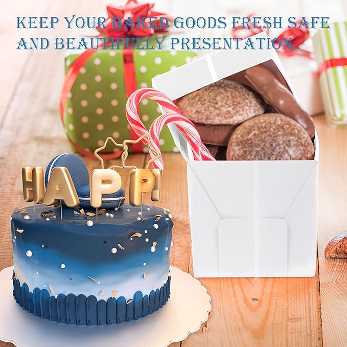 KBG Cake Boxes 10pcs 10x10x8 Inches With Window Tall Cake Box for Tier Cakes for Wedding Birthday Transport,Sturdy White Bakery Box Disposable Cake Containers Cake Boxes 10 inch