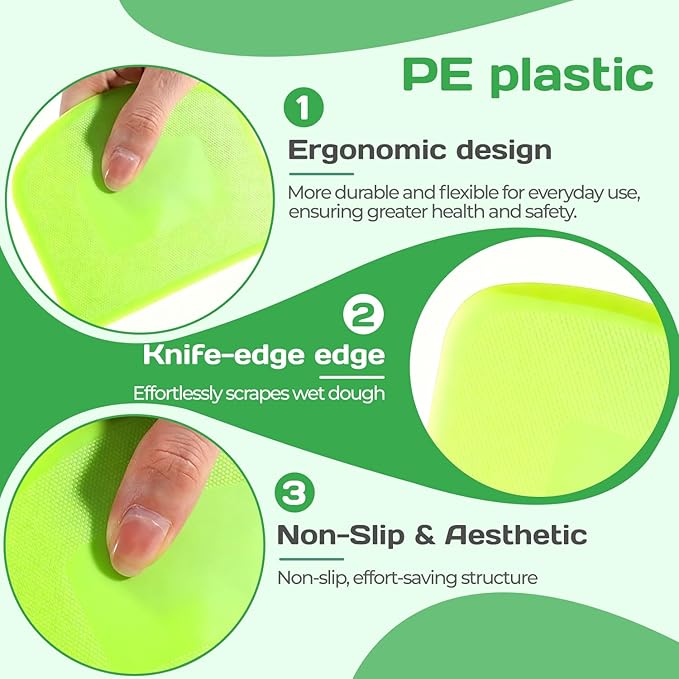 5 Pcs Dough Scraper Bench Scraper 4.65x3.66" Plastic Flexible Bowl Scraper Sharp-Edged Multi-Angle Cake Scraper Non-Slip Baking Tool Decorating Tool Shaping Tool (5Pcs Five colors)