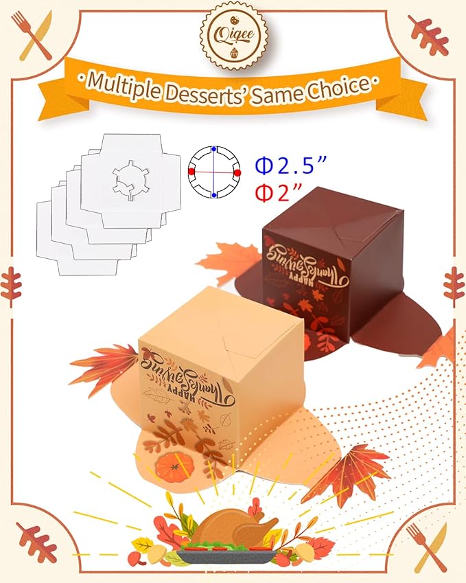 qiqee Thanksgiving Cross Gift Boxes 28pcs 3.3x3.3x3.3 Inches Cookie Boxes for Festival Party,3D Square Gift Box for Gifts,Small Cardboard Box for cookie,chocolate,pudding, Widely Used in Various