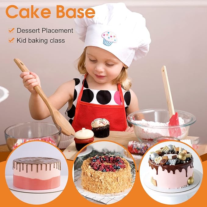 25-Packs Cake Boards 10 inch Round, White Cake Board Rounds, White Cake Circles Rounds Base Food-Grade Cardboard Cake Plate for displaying Cakes, Bread, Desserts（Thin and Sturdy）