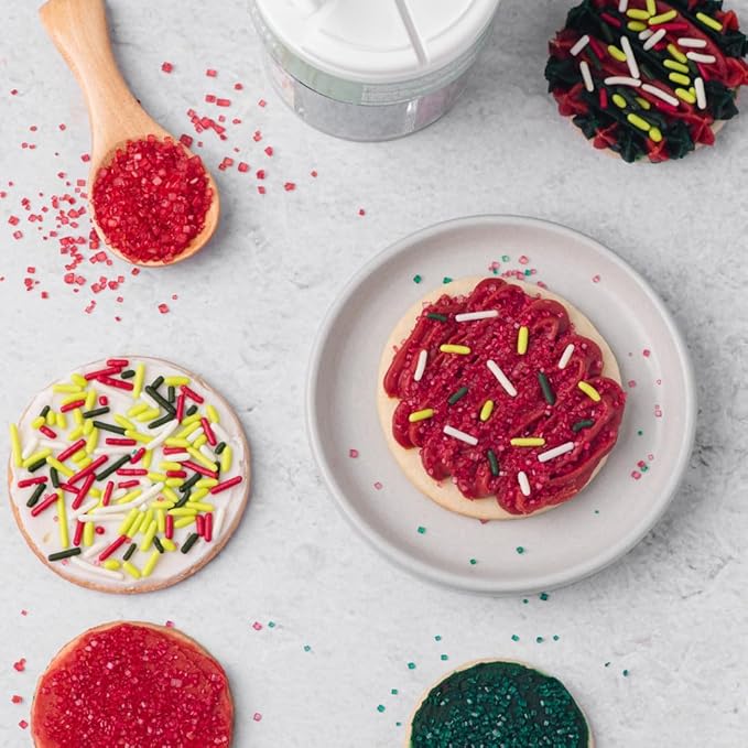 Sweets Indeed Dye Free Christmas Sprinkles – 2.75 oz 6-Cell Holiday Jar | Red Sanding Sugar, Green Sanding Sugar & Christmas Jimmies | Natural Edible Cookie, Cupcake & Cake Decorations